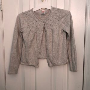 Light gray Gymboree cardigan with slight gold hem